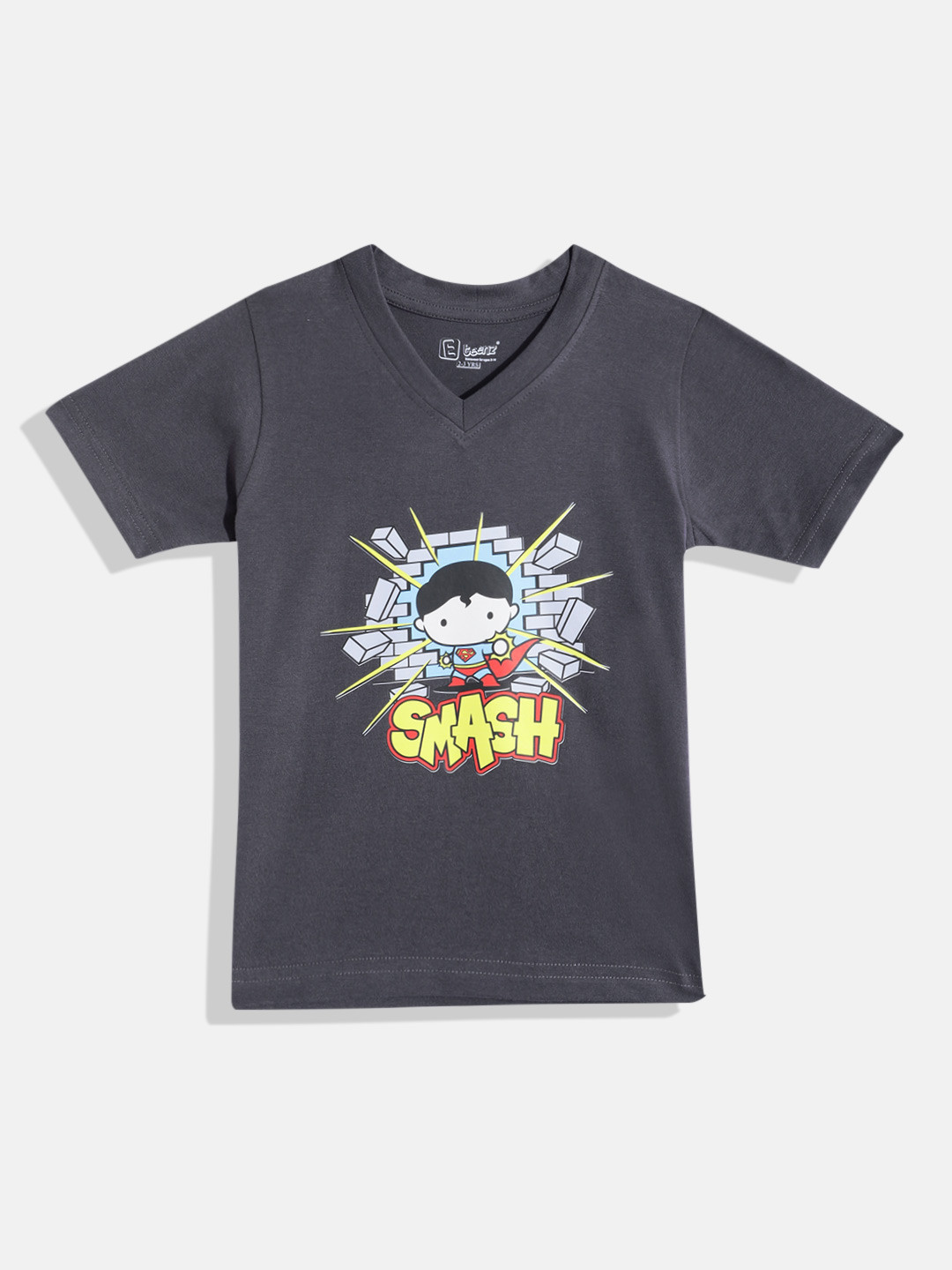 Eteenz Kids Boys Smash Printed V-Neck T-Shirt