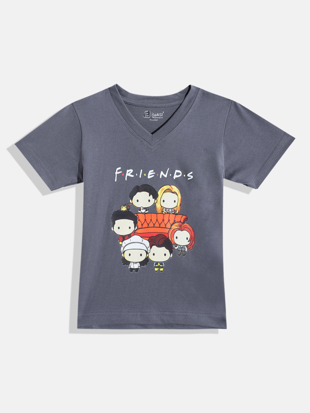 Eteenz Kids Boys Friends Printed V-Neck T-Shirt