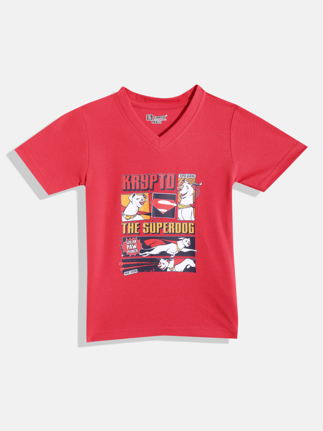 Eteenz Kids Boys Krypto Printed V-Neck T-Shirt