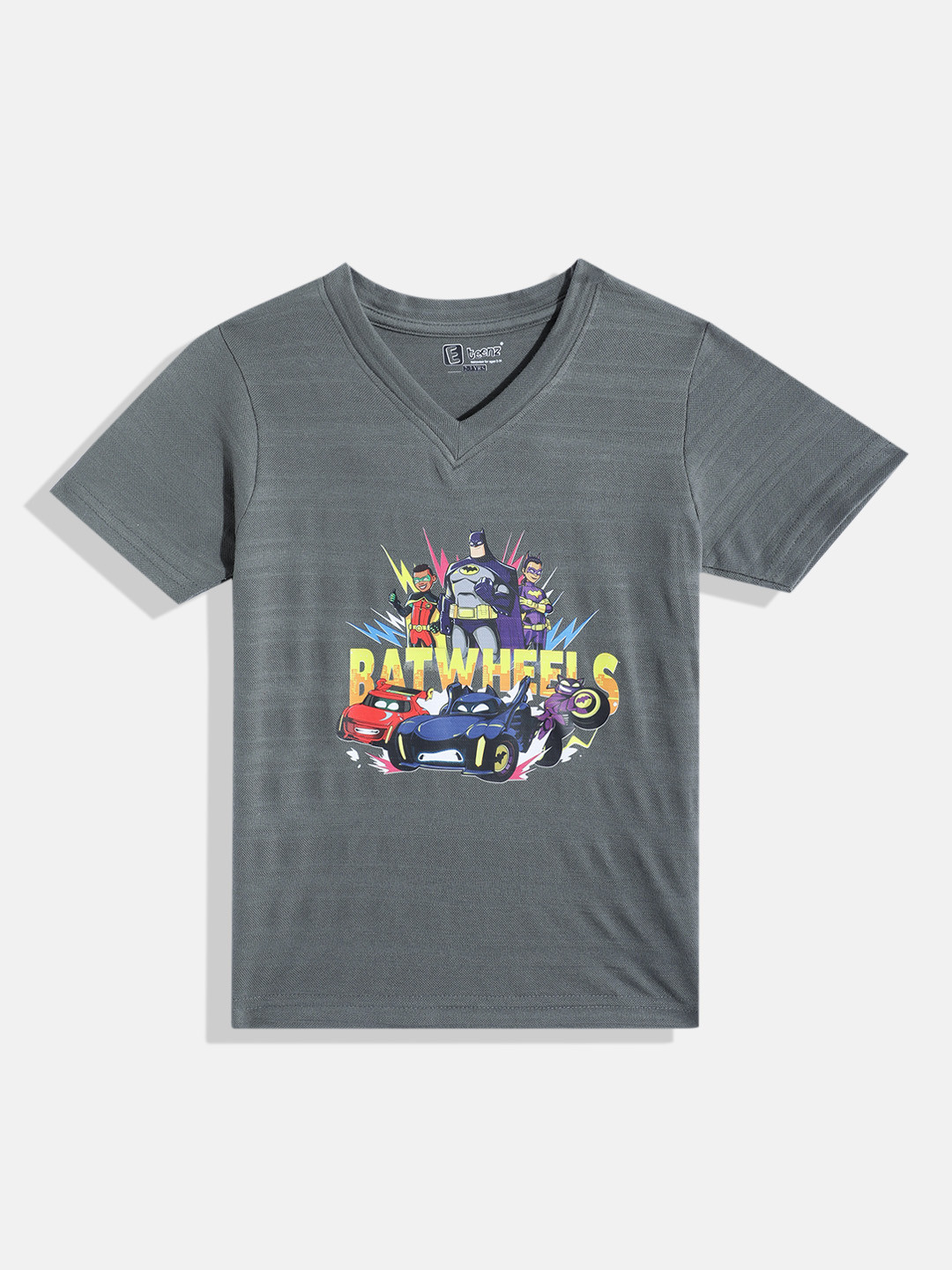 Eteenz Kids Boys Bat Wheels Printed V-Neck T-Shirt