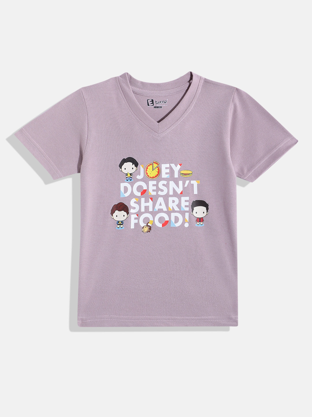 Eteenz Kids Boys Friends Printed V-Neck T-Shirt