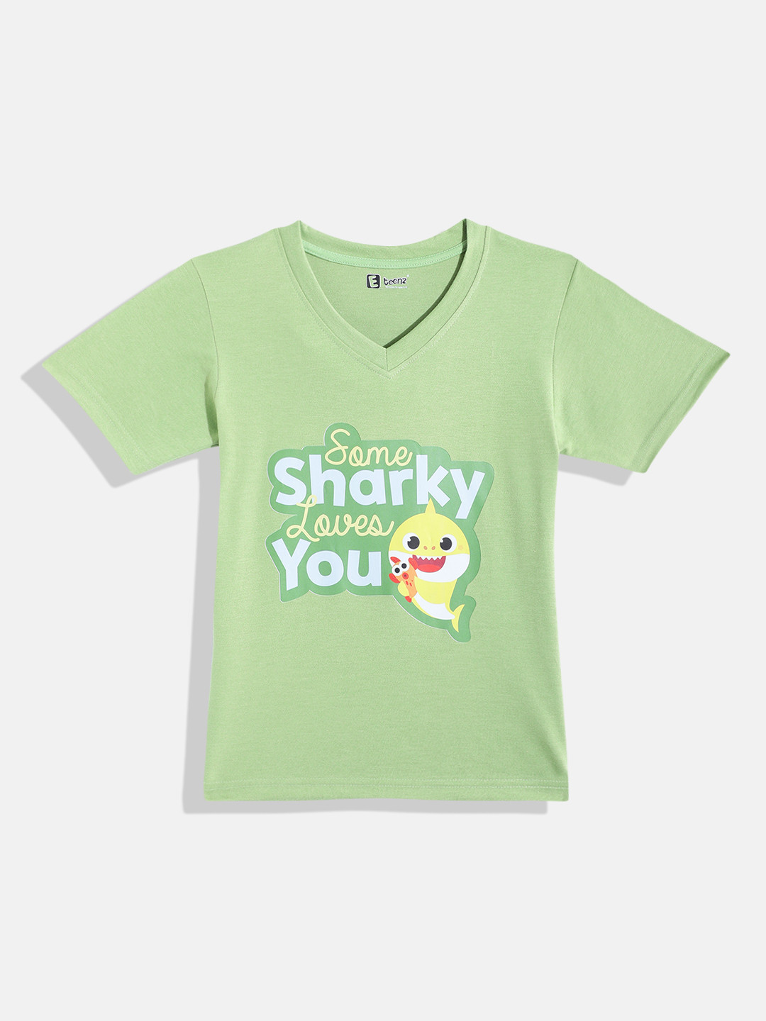 Eteenz Kids Boys Baby Shark Printed V-Neck T-Shirt