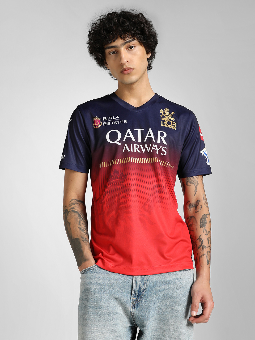 Puma Typography Printed Drycell  RCB Replica 18 Cricket IPL Jersey