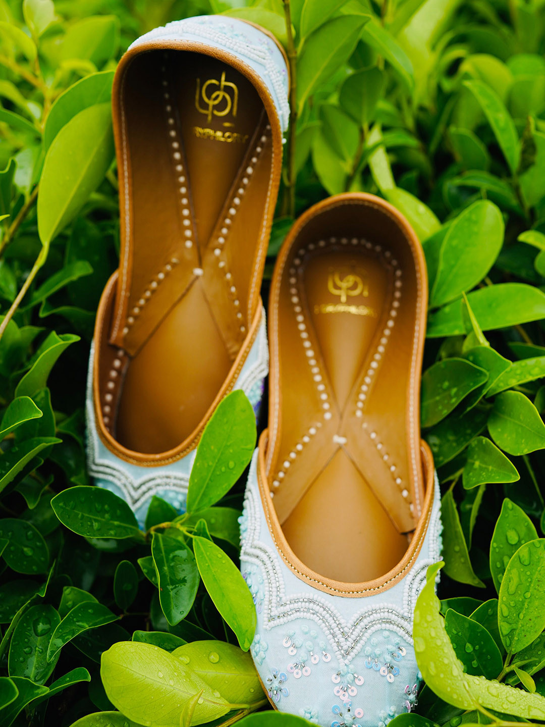 LORYPHILORY Women Blue Embellished Mojaris