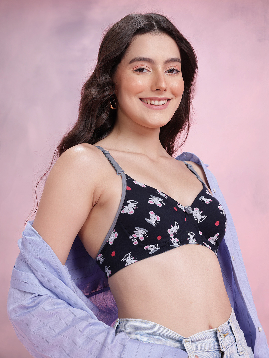 DressBerry Conversation Print Medium Coverage Lightly Padded T-shirt Bra