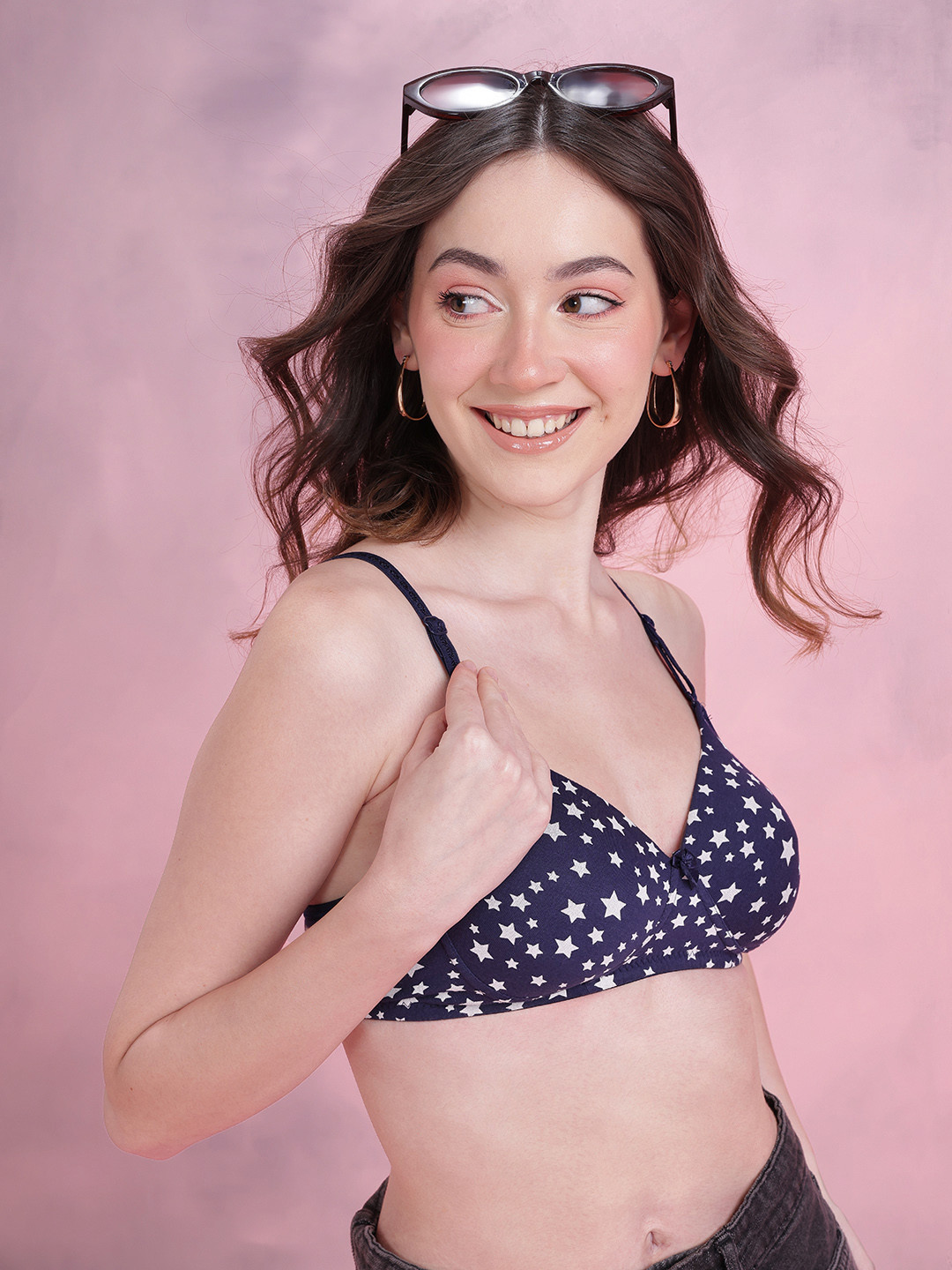 DressBerry Star Printed Medium Coverage Lightly Padded T-shirt Bra