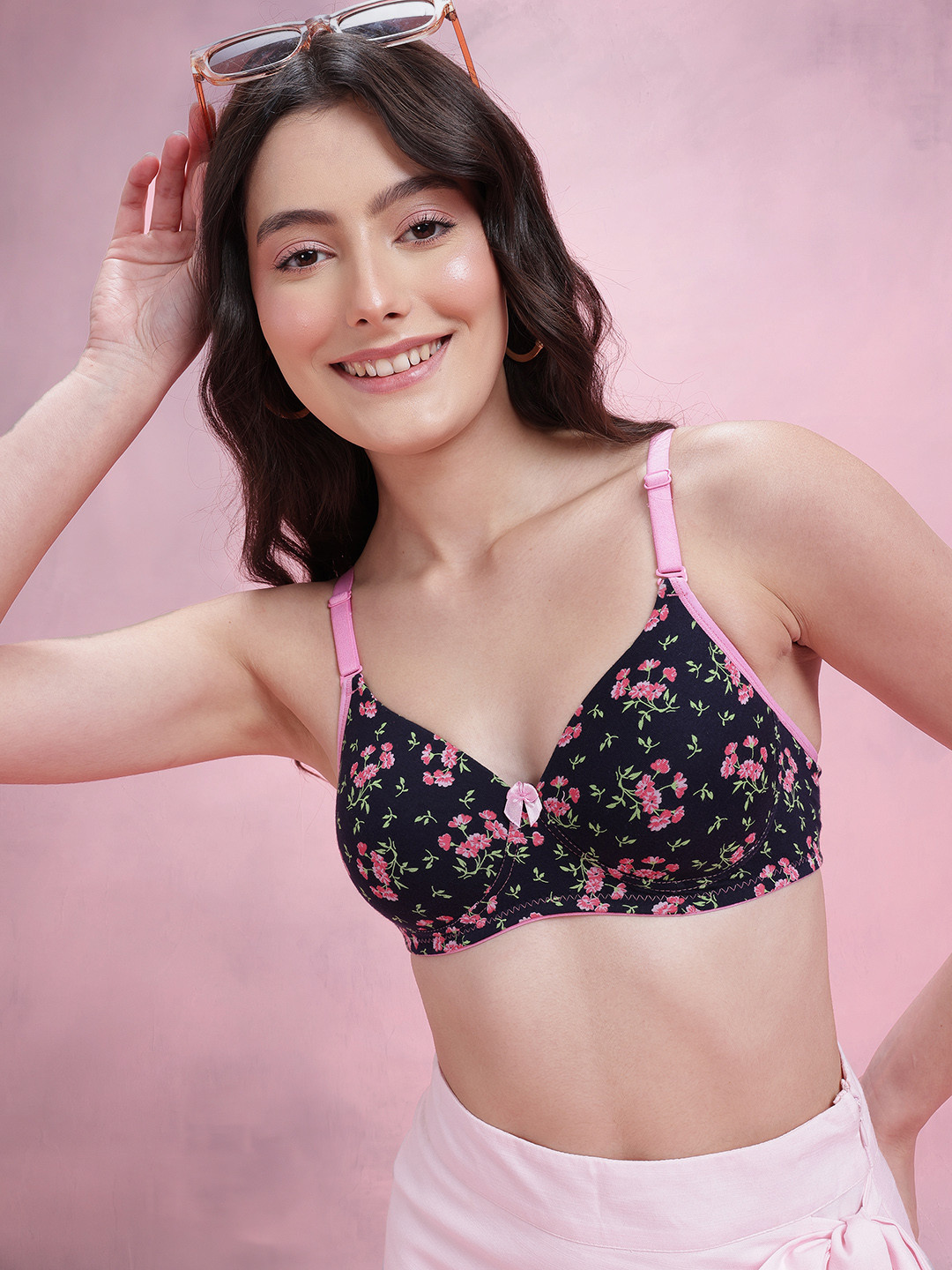 DressBerry Floral Print Bra Medium Coverage Lightly Padded