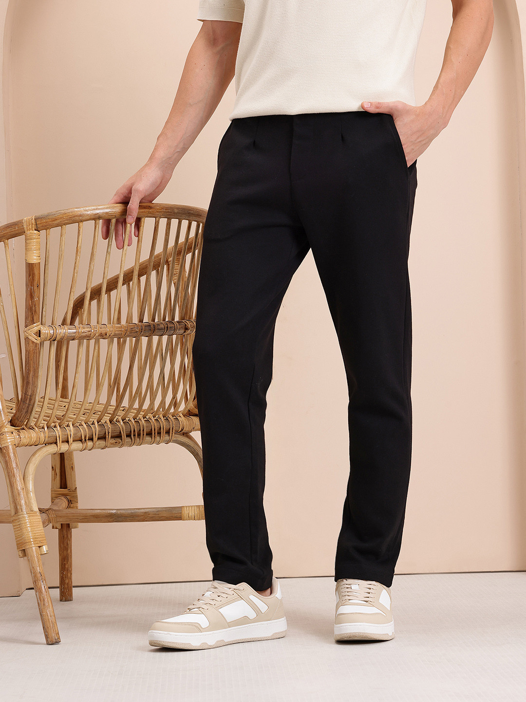 Mast & Harbour Men Original Classic Pleated Chinos Trousers