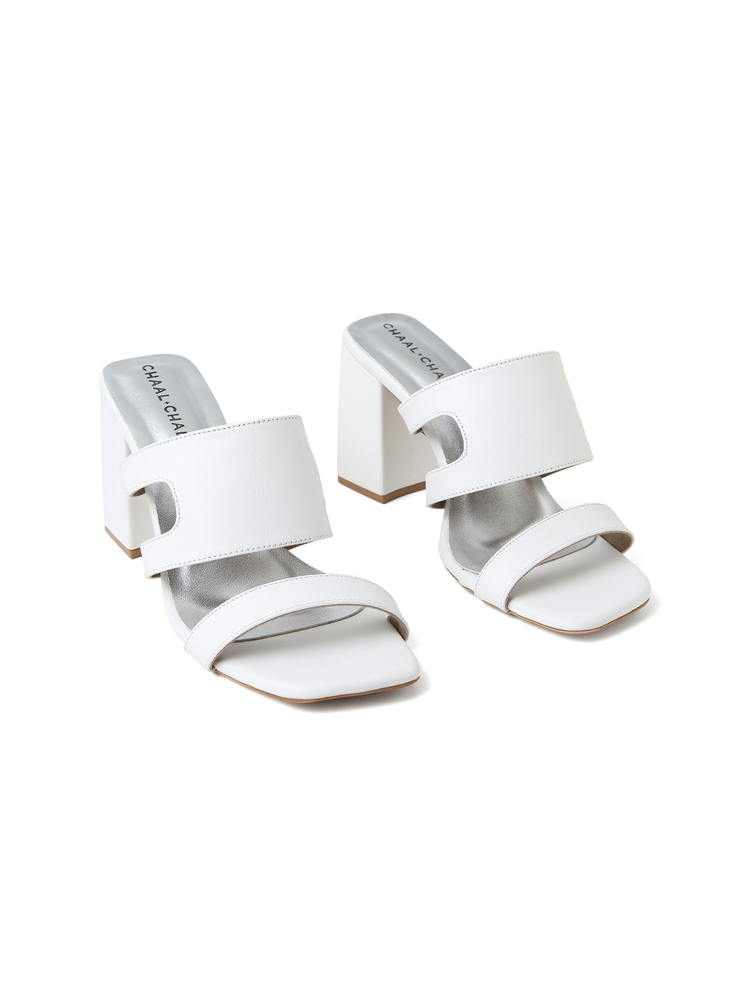 CHAAL CHALAN Alyssa White Block Heels