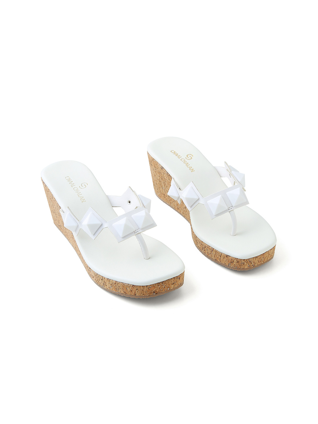 CHAAL CHALAN Snowy White Wedges