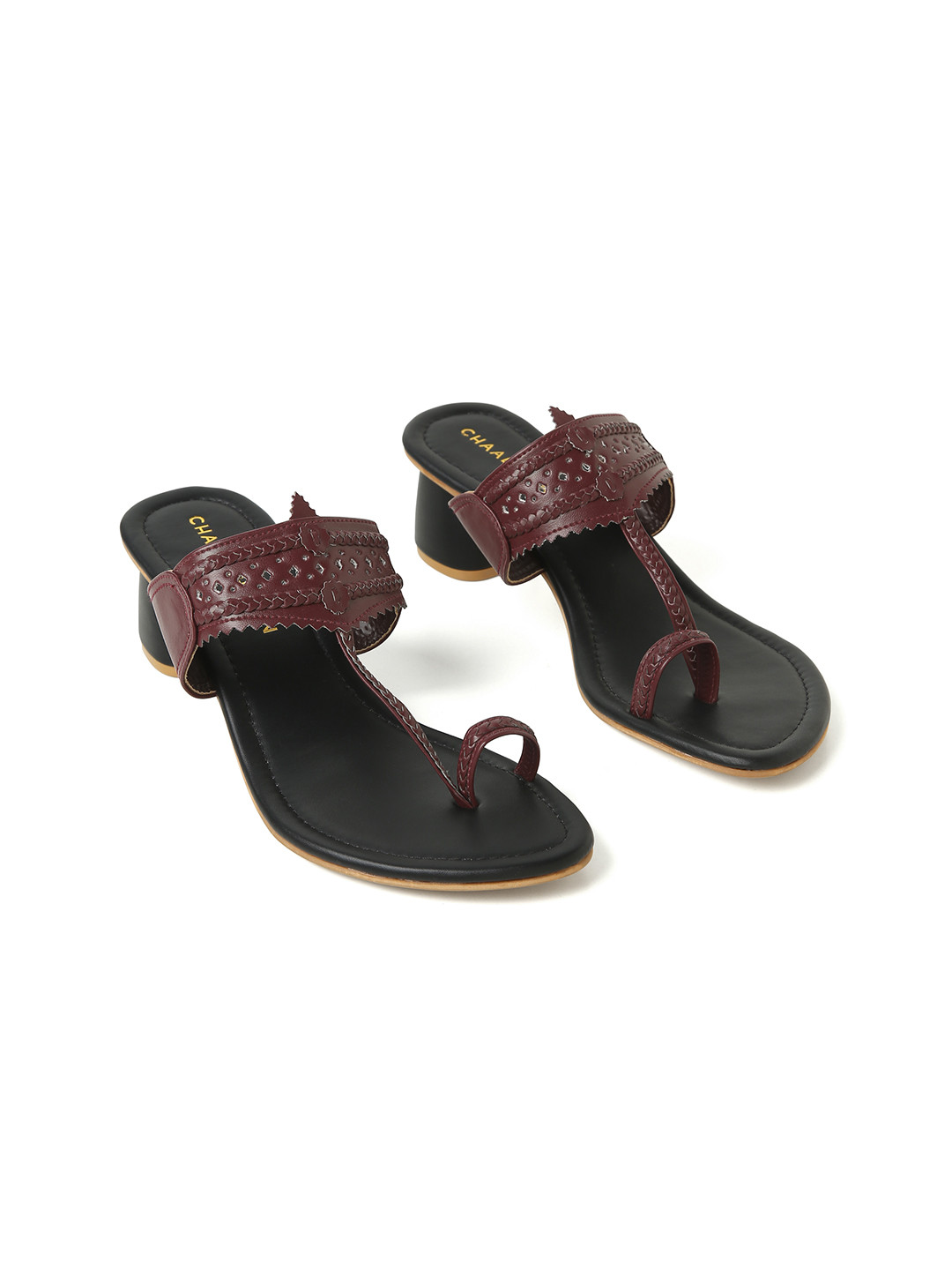 CHAAL CHALAN Neriah Maroon Kolhapuri Heels