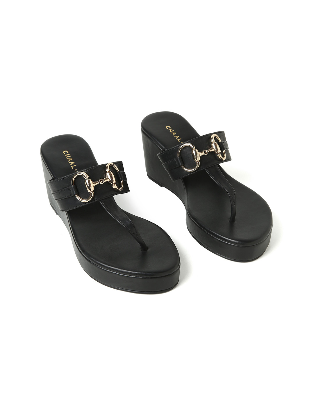 CHAAL CHALAN Mia Black Wedges