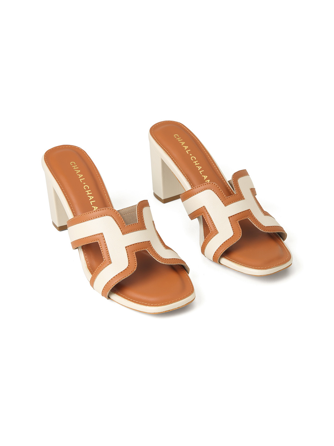 CHAAL CHALAN Tamia Beige Block Heels