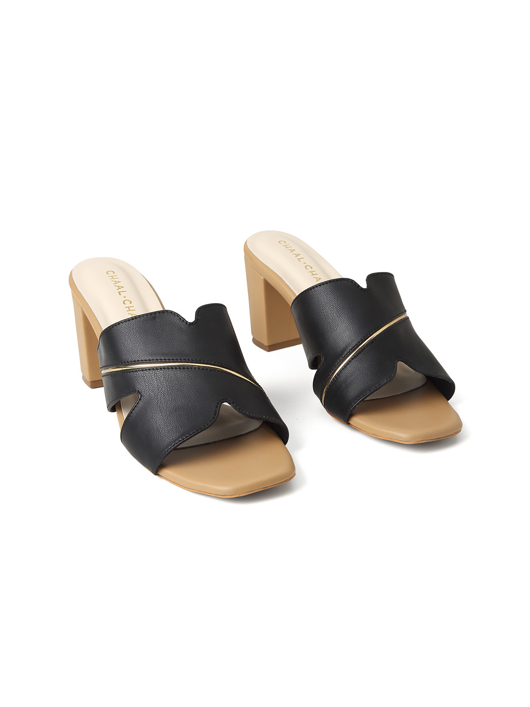 CHAAL CHALAN Kya Black Block Heels