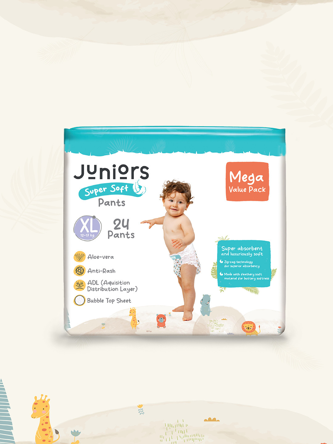 Juniors by Babyshop Aloevera Super Soft Anti-Rash Pants - XL- 24 Pcs