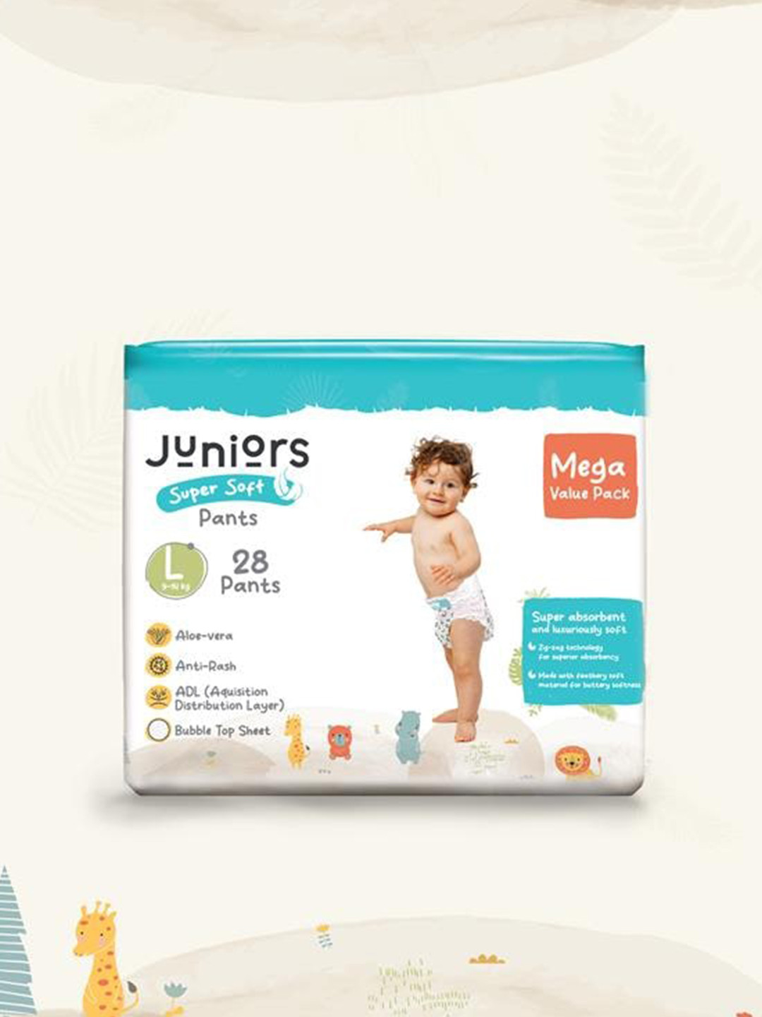 Juniors by Babyshop Kids Super Soft Anti-Rash Pants With Aloevera - L- 28 Pcs