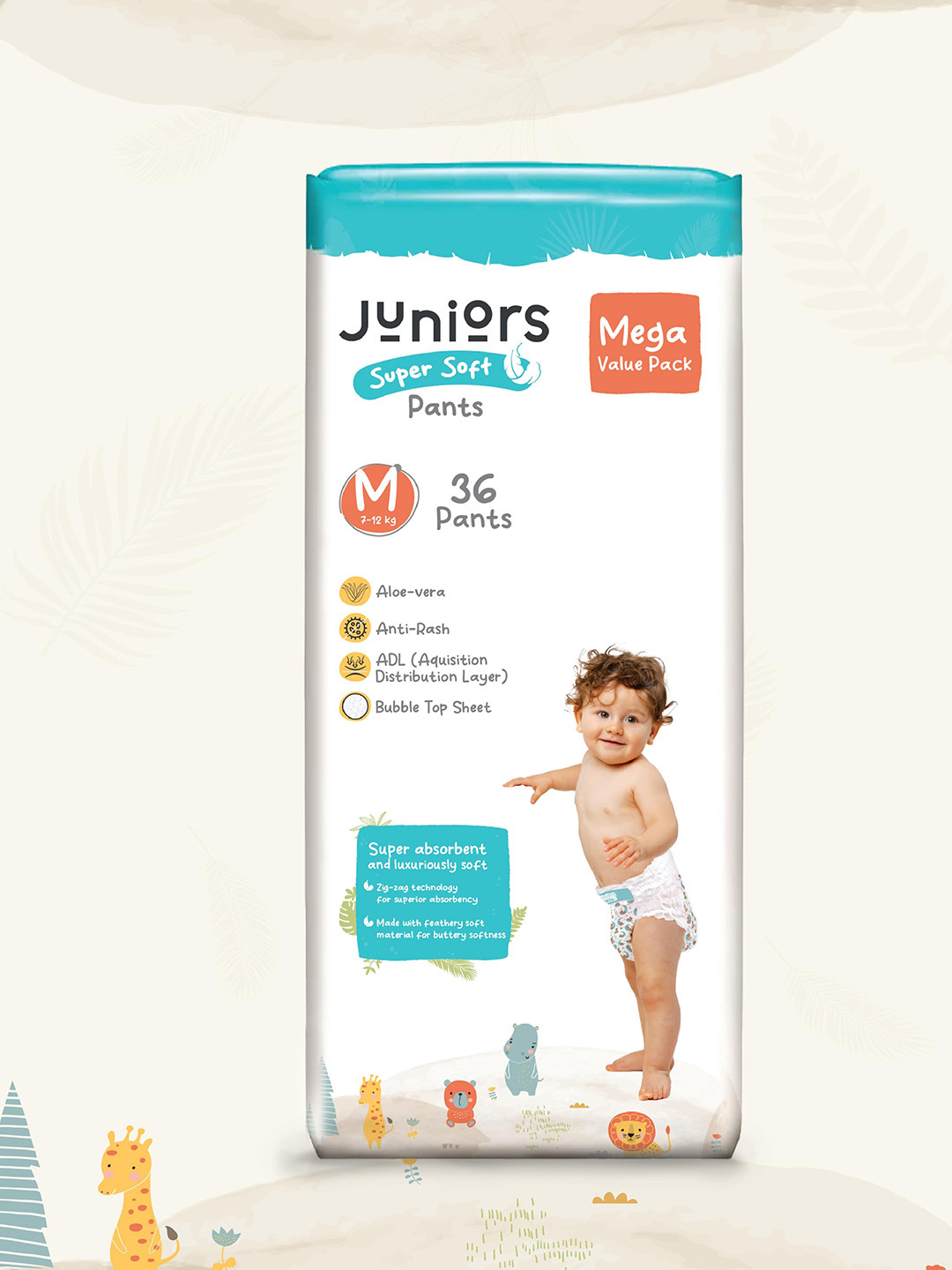 Juniors by Babyshop Kids Super Soft Anti-Rash Pants With Aloevera - M - 36 Pcs