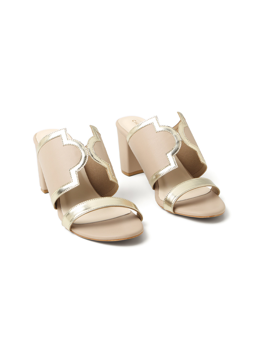 CHAAL CHALAN Dorsa Beige Block Heels