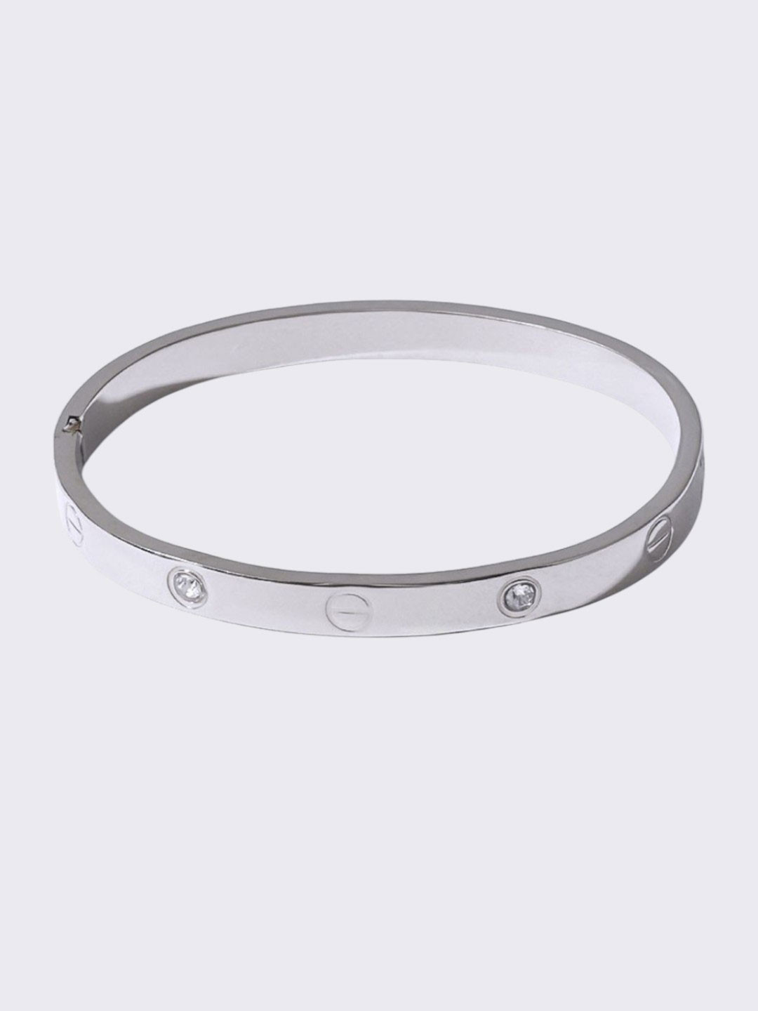 AQUASTREET 18K Silver Plated Waterproof Anti-Tarnish Screw & Zircon Bangle Bracelet