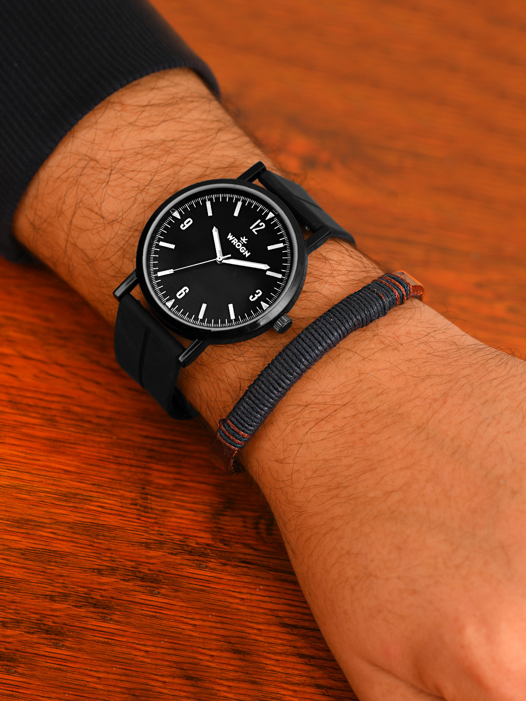 WROGN Men Dial & Leather Bracelet Style Straps Analogue Watch WRNWJ25 Set-68