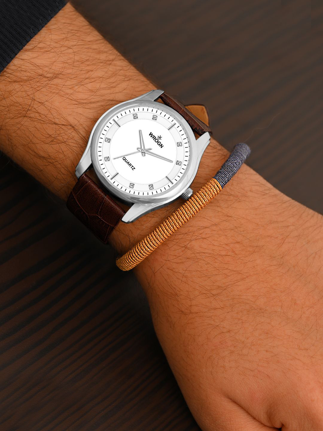 WROGN Men Dial & Leather Straps Analogue Watch WRNWJ25 Set-66