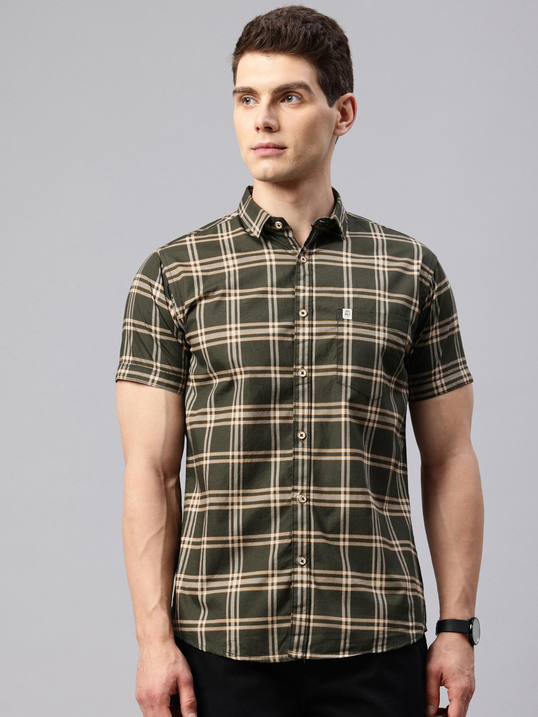 Majestic Man Men Comfort Slim Fit Checked Pure Cotton Casual Shirt
