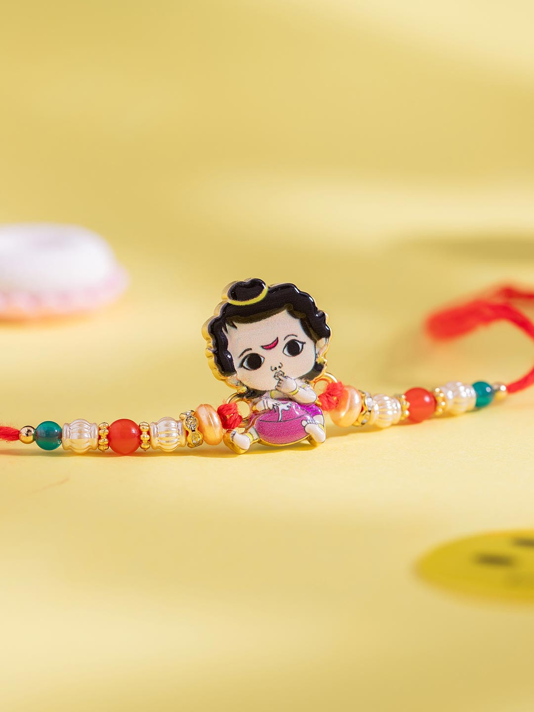 Voylla Kids Krishna Playful Stone Studded & Beaded Thread Rakhi