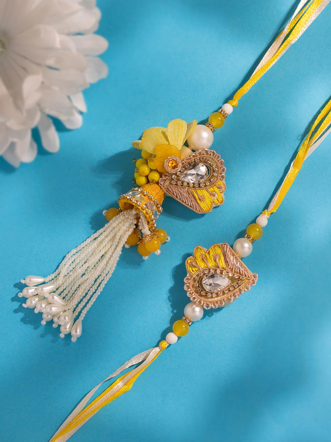 Voylla Thread Of Love Designer Beaded Bhaiya Bhabhi Rakhi With Roli Chawal