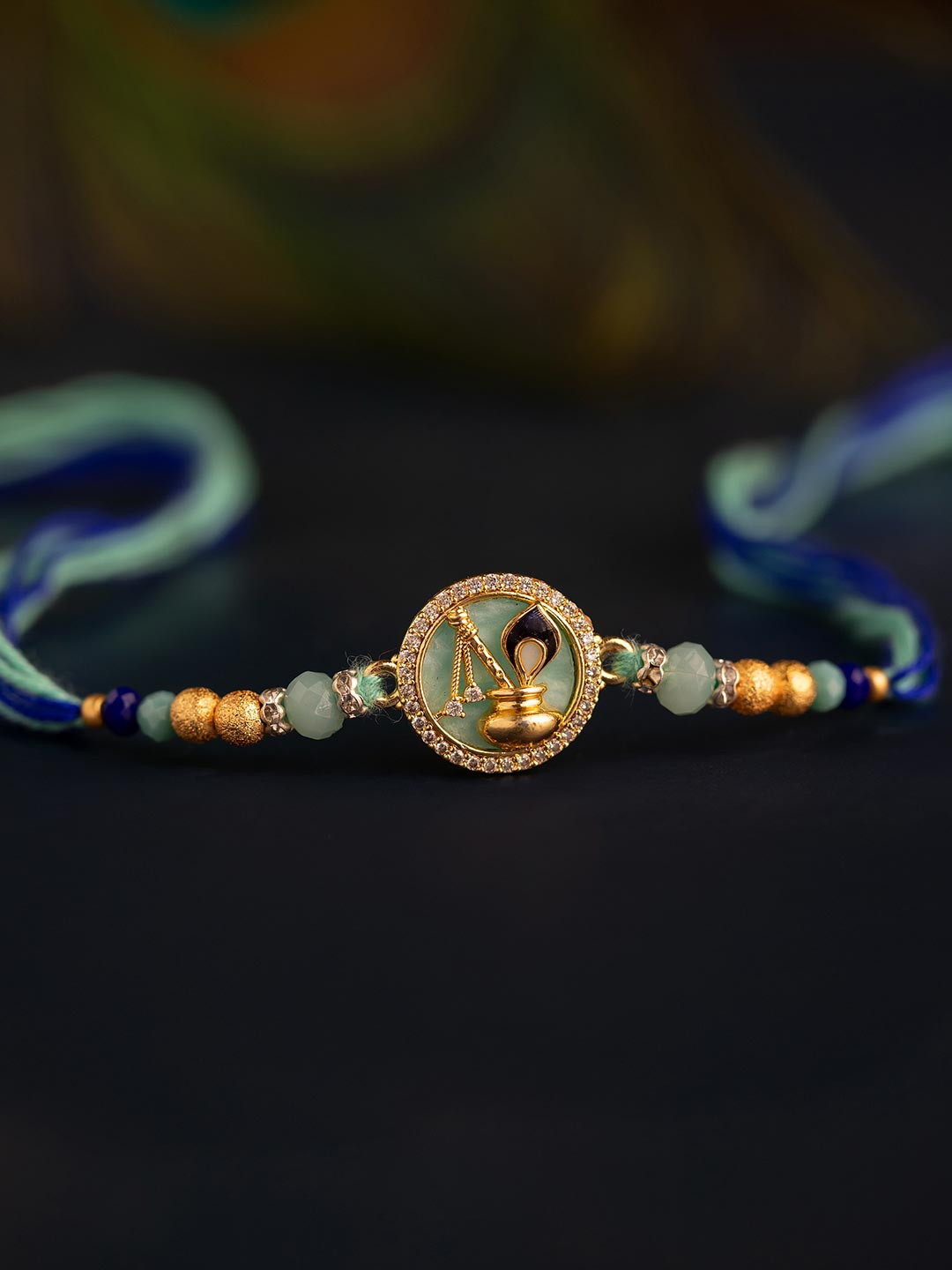 Voylla Lord Krishna Matki Divine American Diamond Studded Thread Rakhi