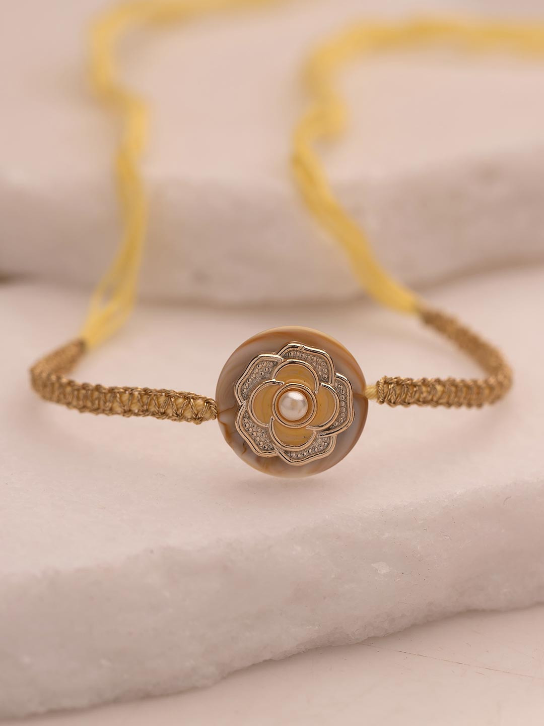 Voylla Radiant Stone Studded Floral Thread Rakhi