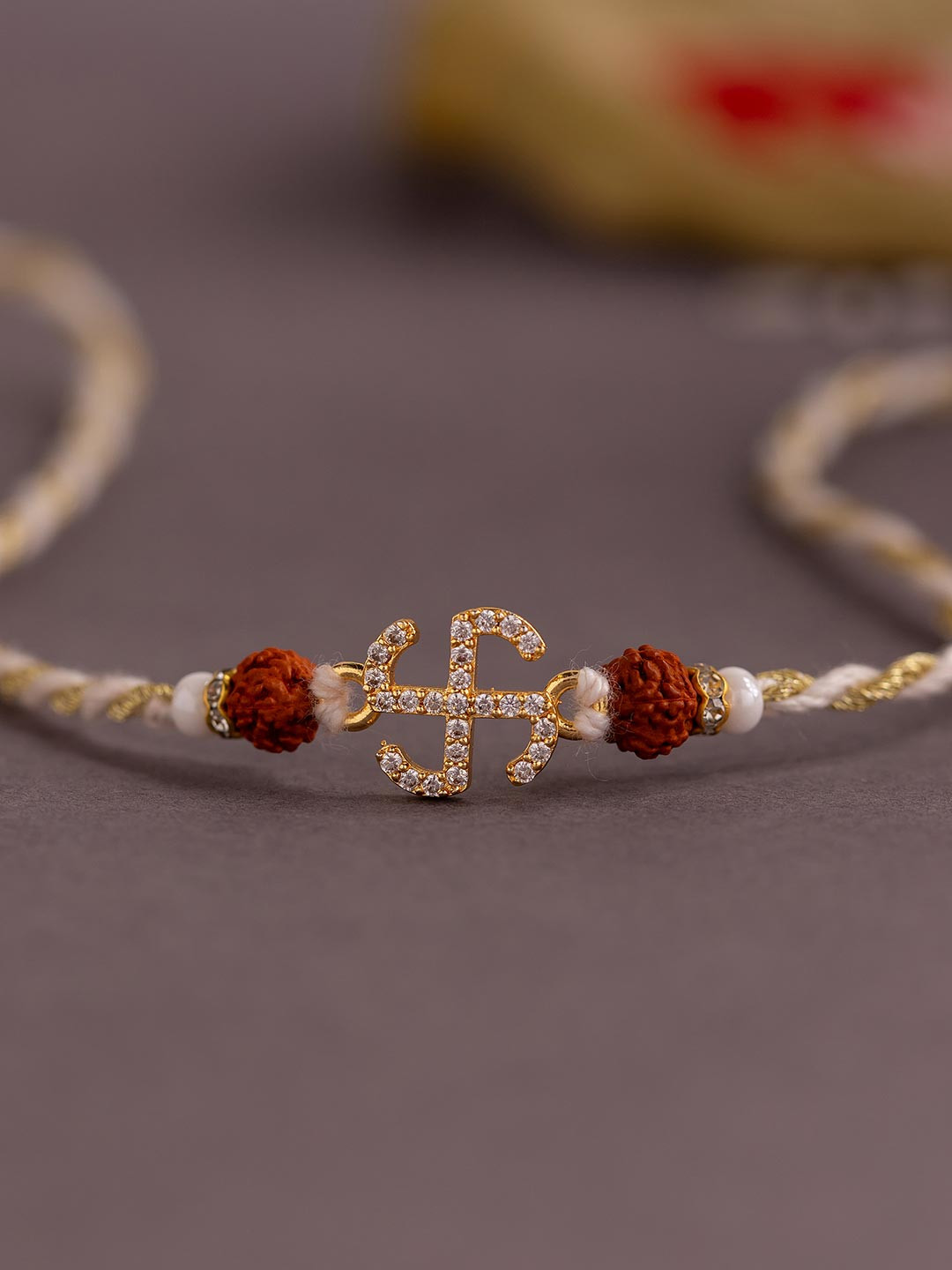 Voylla Divine Swastika American Diamond Rudraksha Thread Rakhi