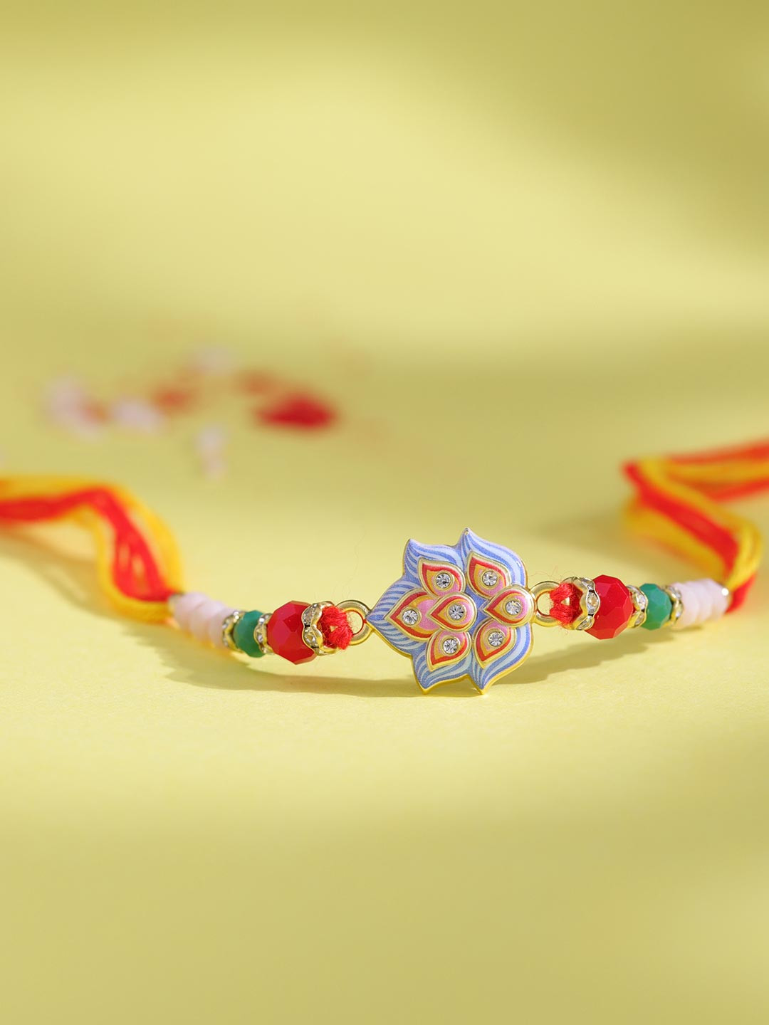 Voylla Enameled Designer Beaded Thread Rakhi