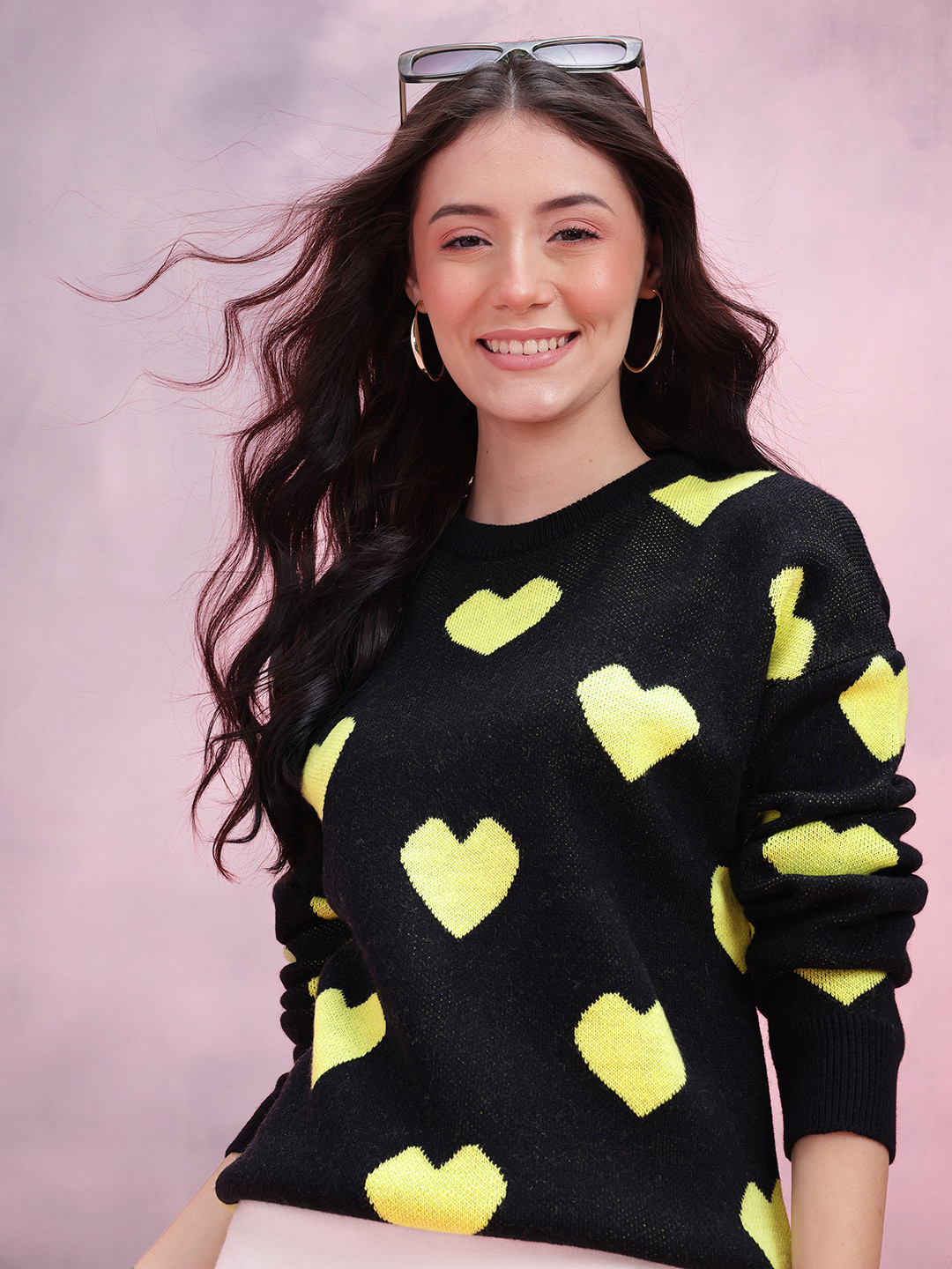 DressBerry Conversational Print Drop-Shoulder Sleeves Pullover