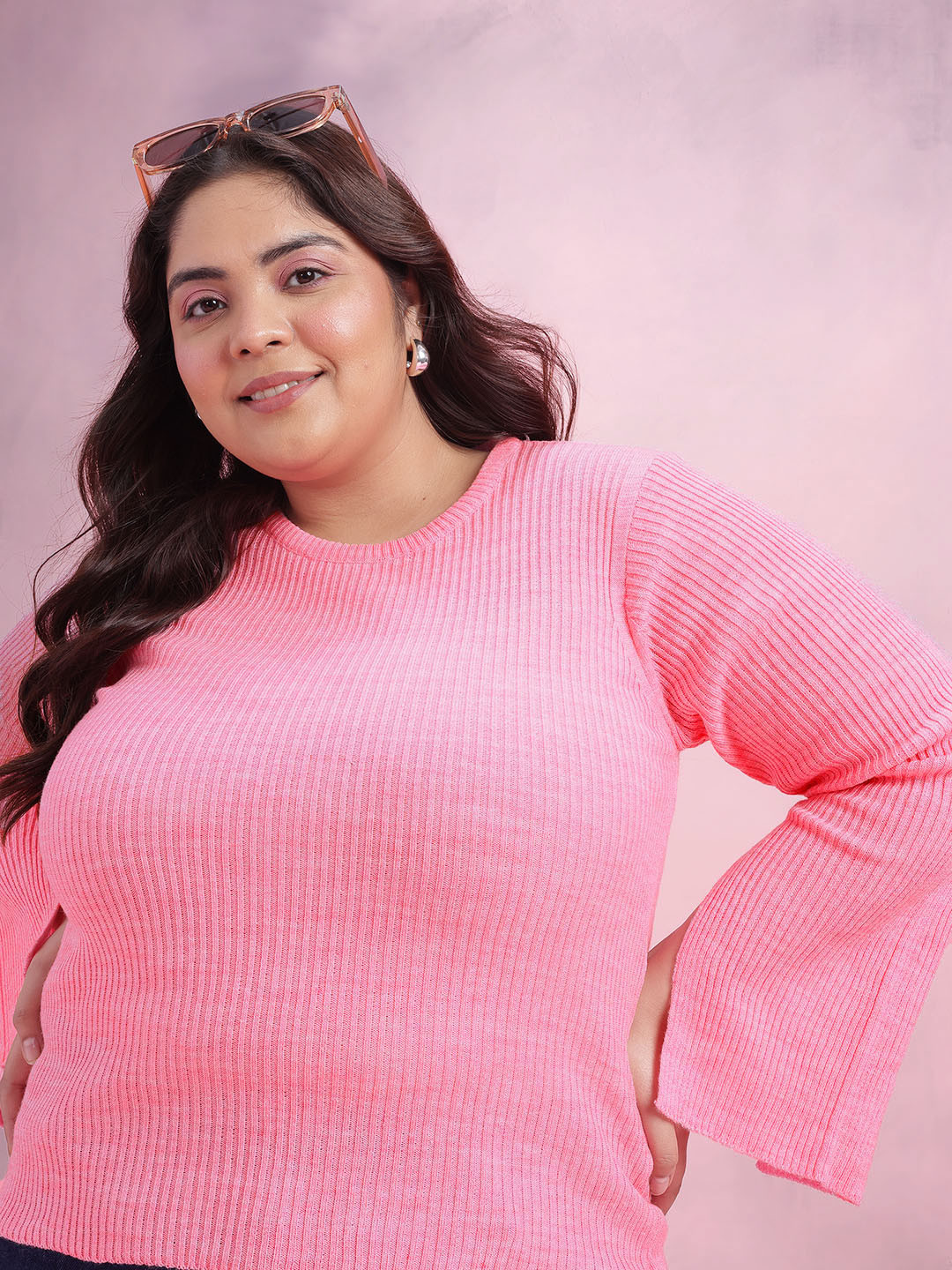 DressBerry Curve Ribbed Acrylic Pullover