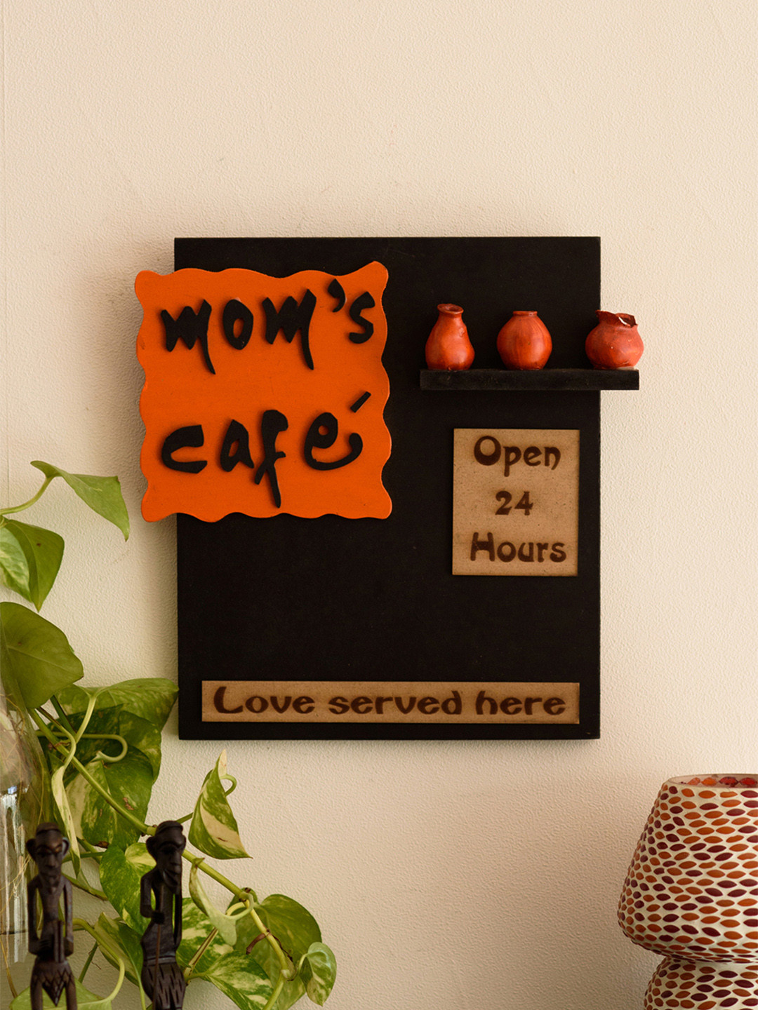 eCraftIndia Mom's Cafe Wood Glossy Hanging Hall Wall Hangings-12In
