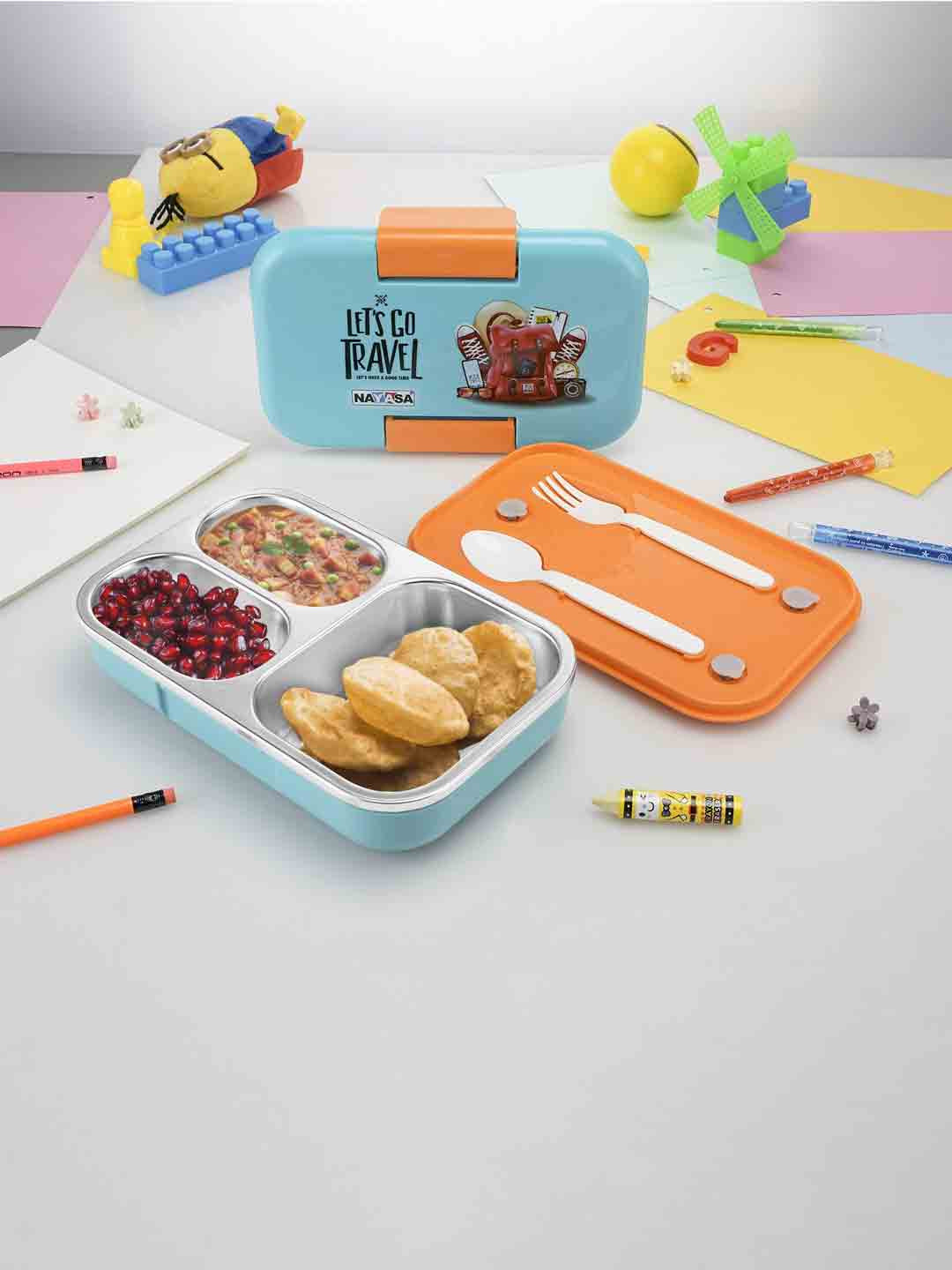 Nayasa Marco Vaccum Sealed Insulated Easy to Clean 4PCs Lunch Box With Spoon and Fork