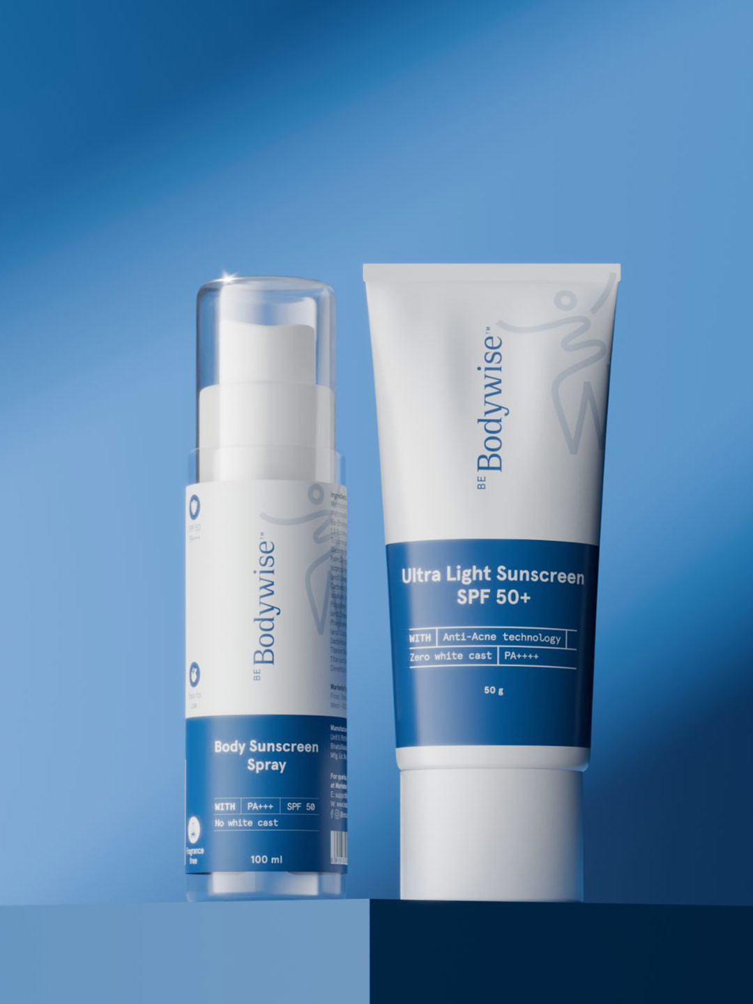 Be Bodywise Set of SPF50 Sunscreen Spray - 100ml & SPF50 Ultra Light Sunscreen - 50g