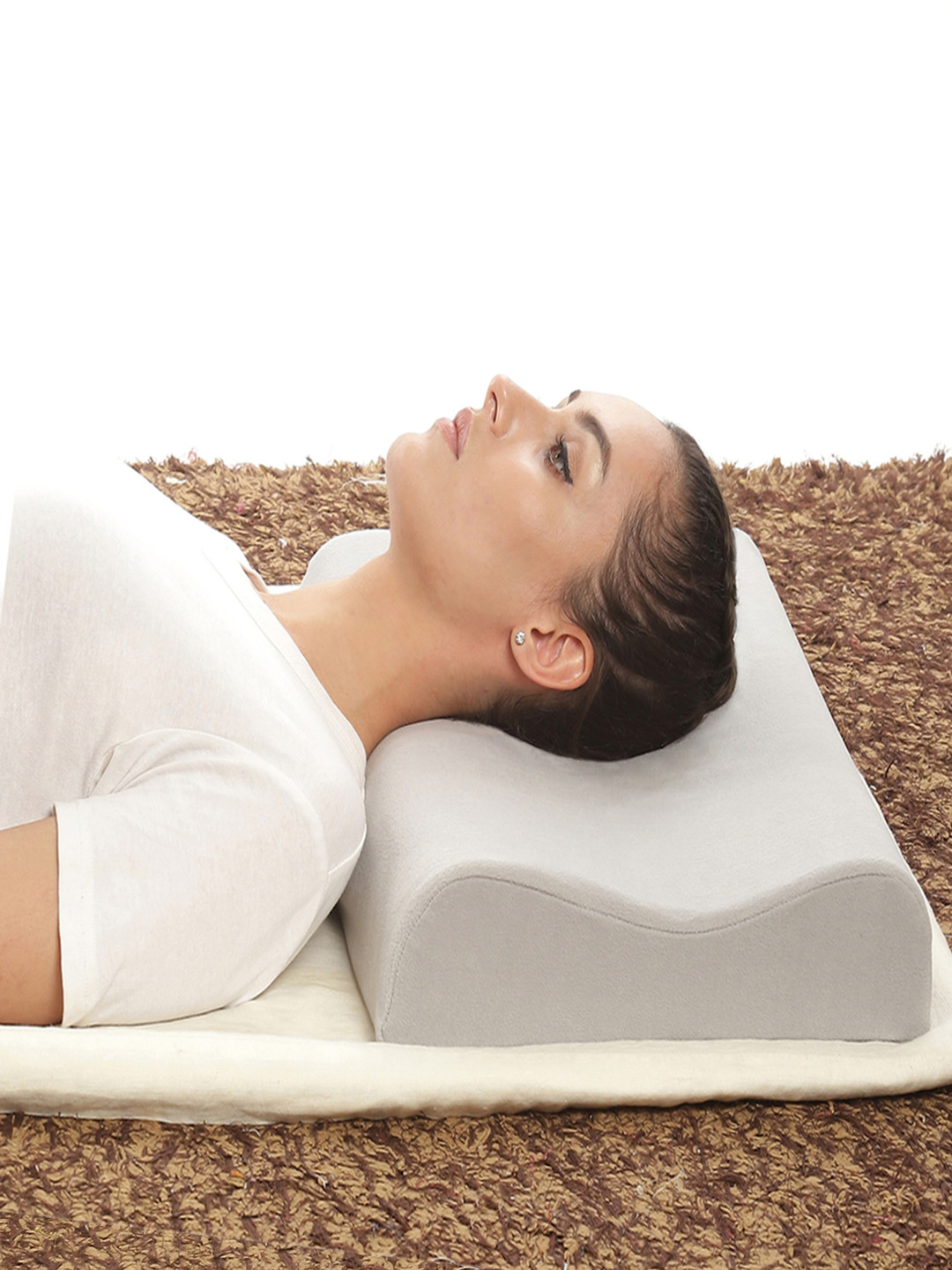 Romsons Orthopedic Grey Solid Polyester Breathable Medium Orthopedic Pillow-52 x 35 x 10 cm