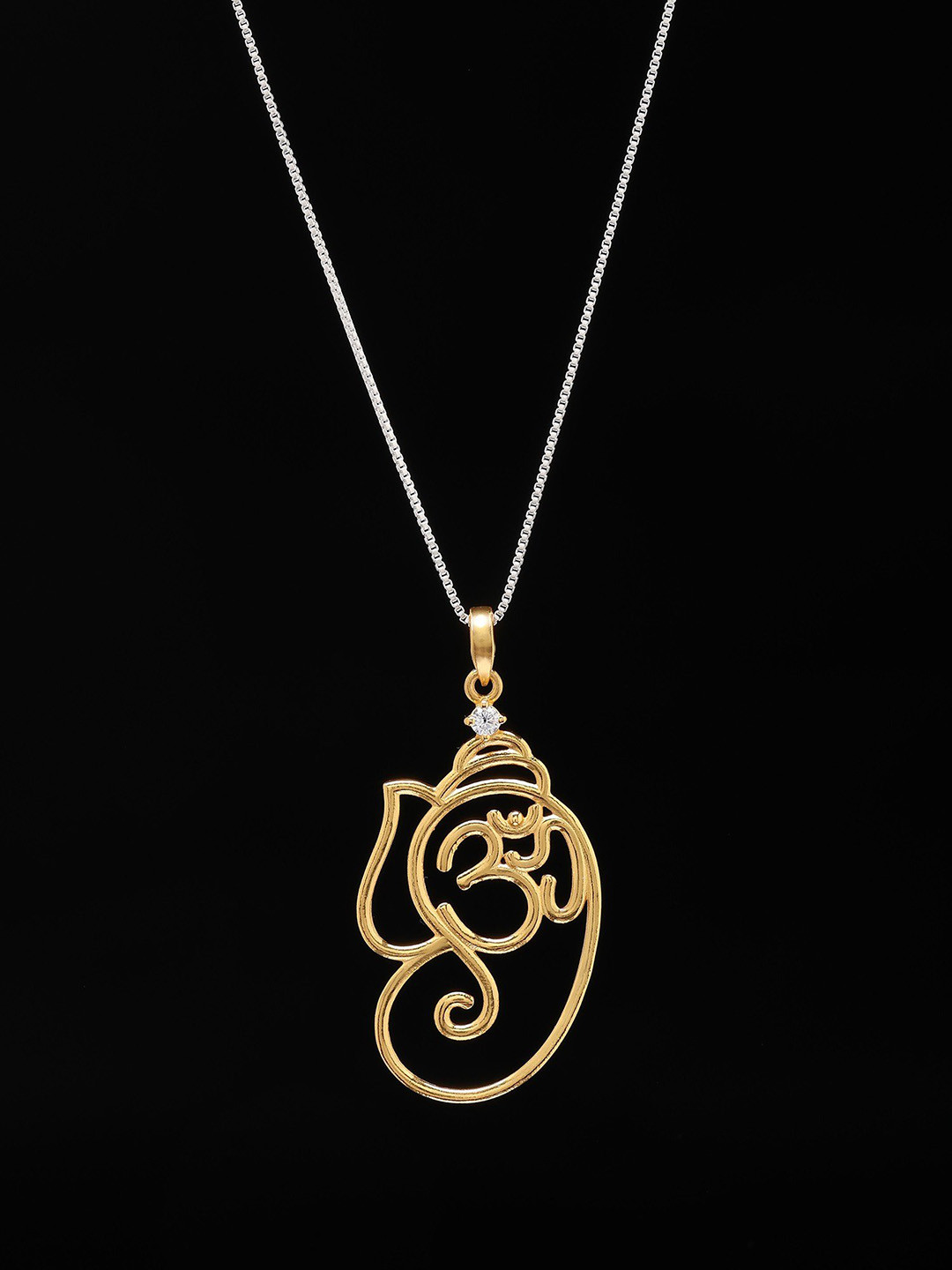 Exotic India Sterling Silver Om Ganesha Pendant for Womens