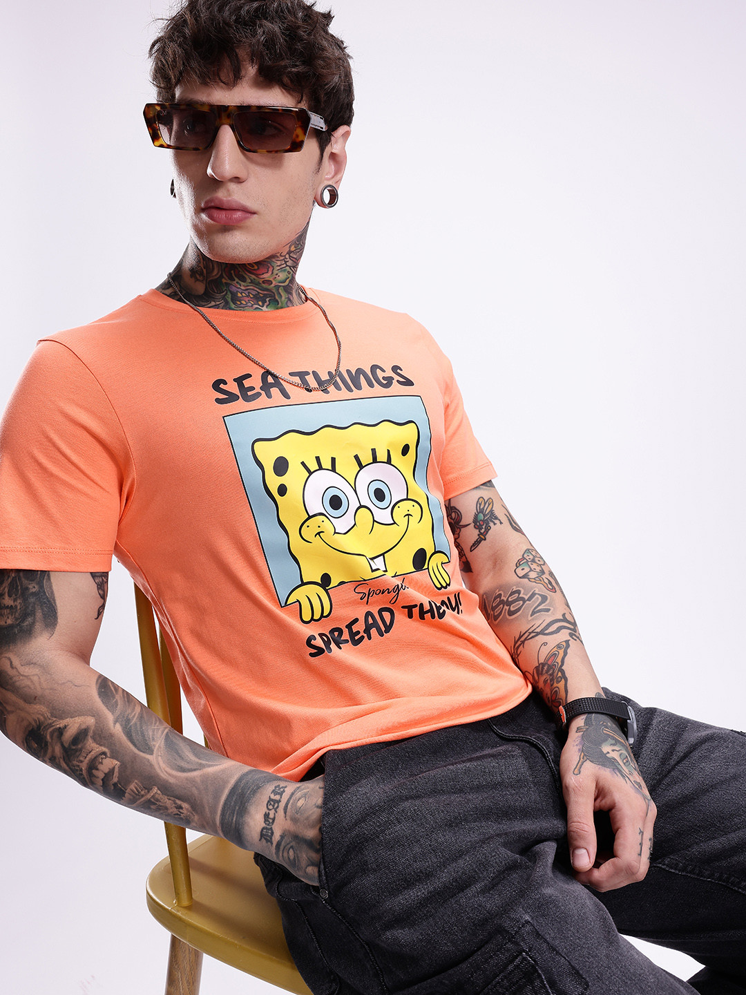 Kook N Keech Sponge Bob Graphic Printed Pure Cotton T-shirt