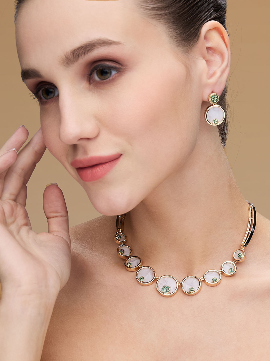 ASMITTA JEWELLERY Rose Gold-Plated Pearls Studded Statement Jewellery Set