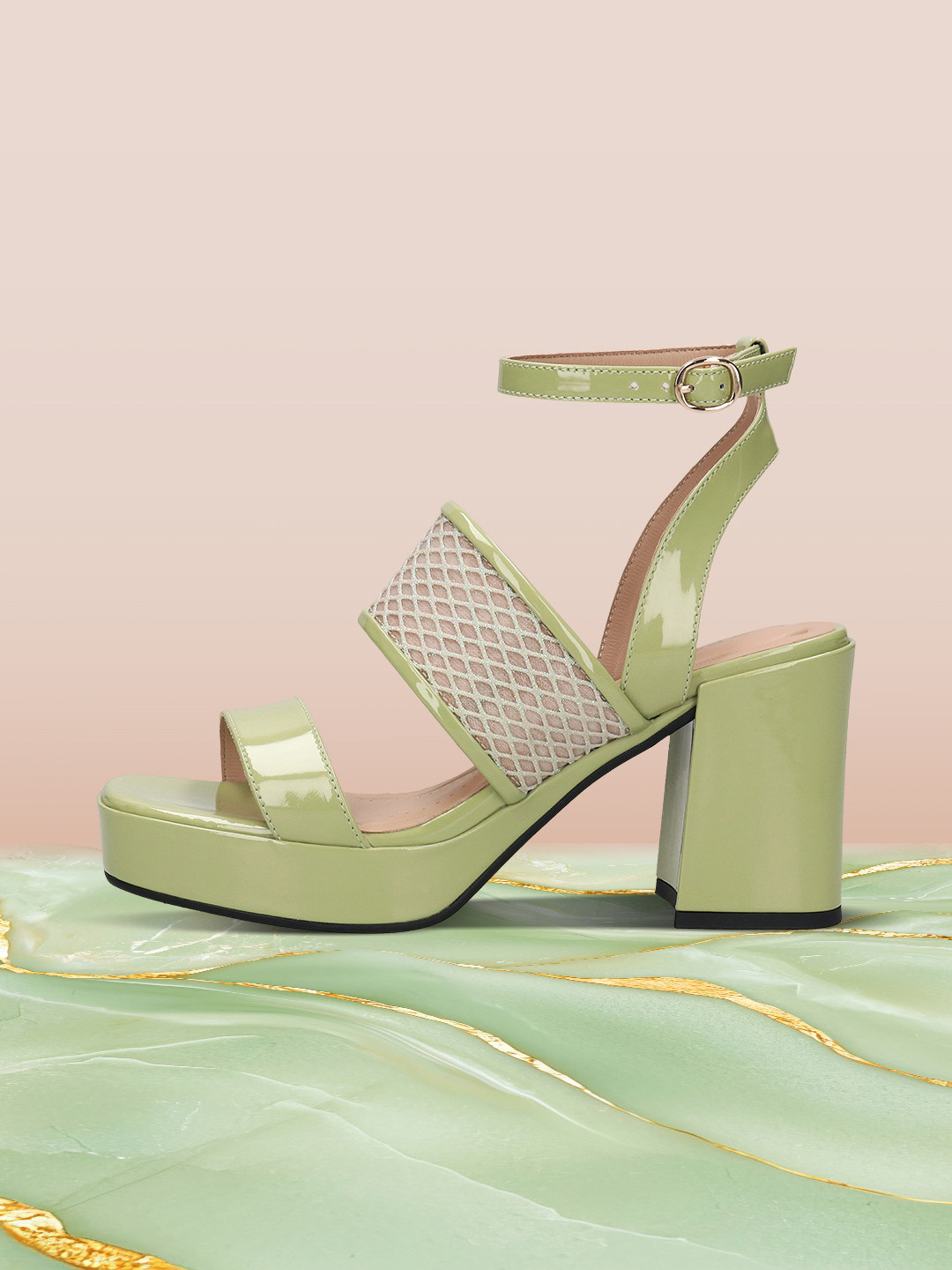 BAGATT Women Leather Square Toe Block Sandals