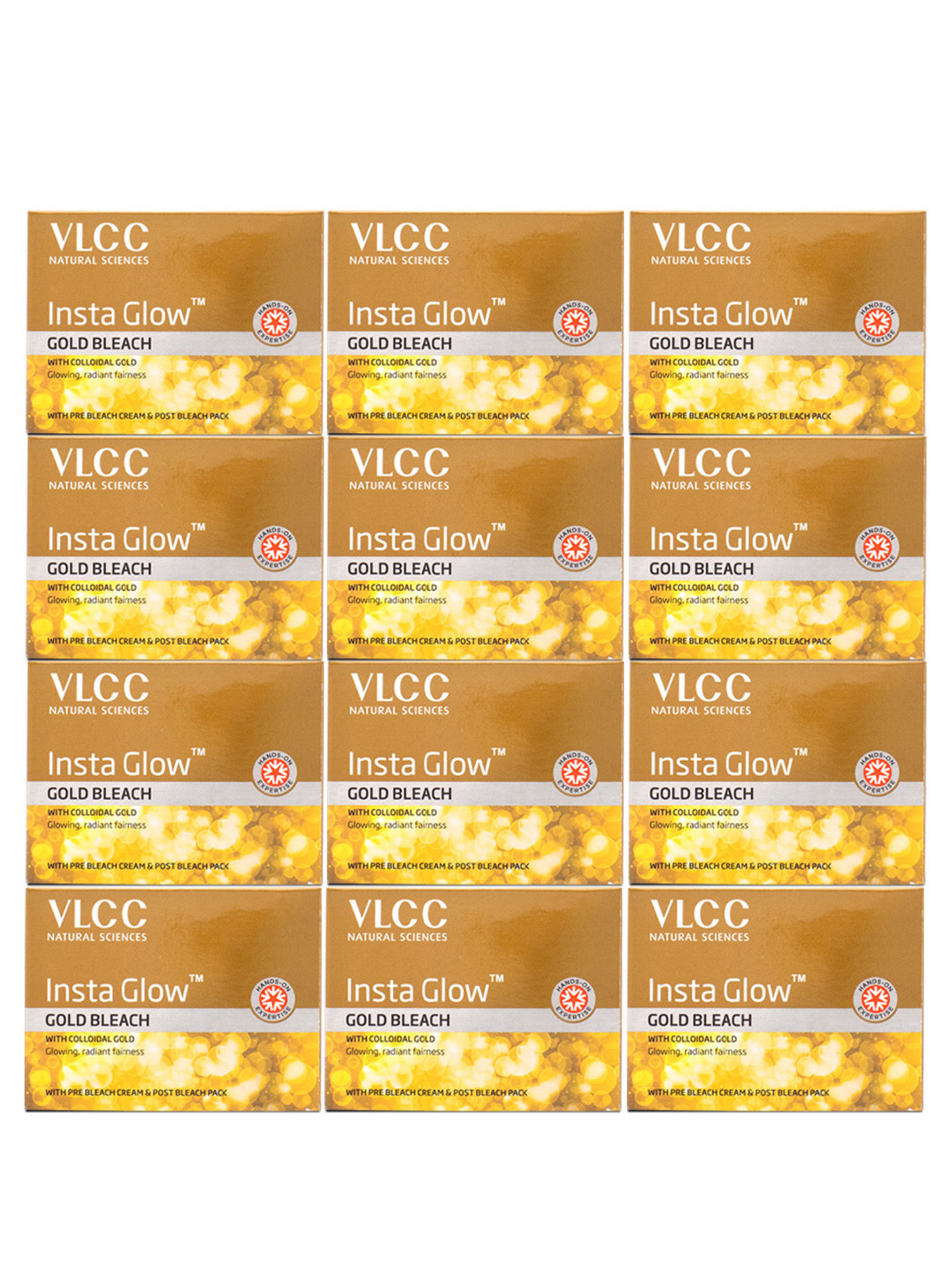 VLCC Set Of 12 Insta Glow Gold Bleach With Colloidal Gold - 30 g Each