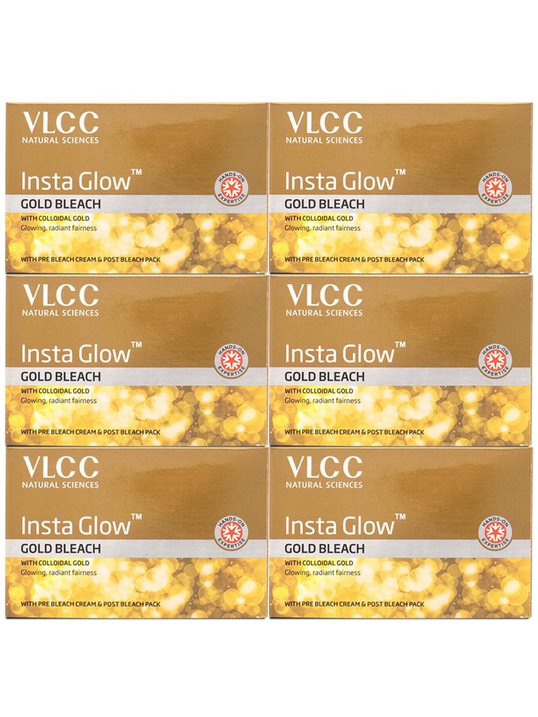 VLCC Set Of 6 Insta Glow Gold Bleach With Colloidal Gold - 60 g Each