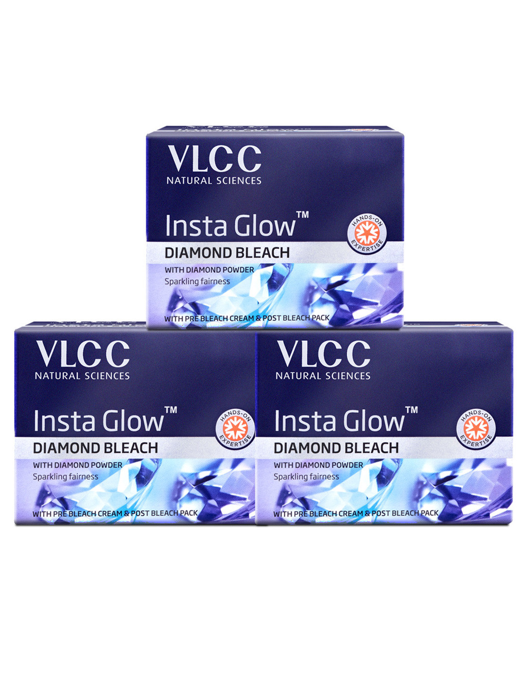 VLCC Set Of 3 Insta Glow Diamond Bleach With Diamond Powder - 60 g Each