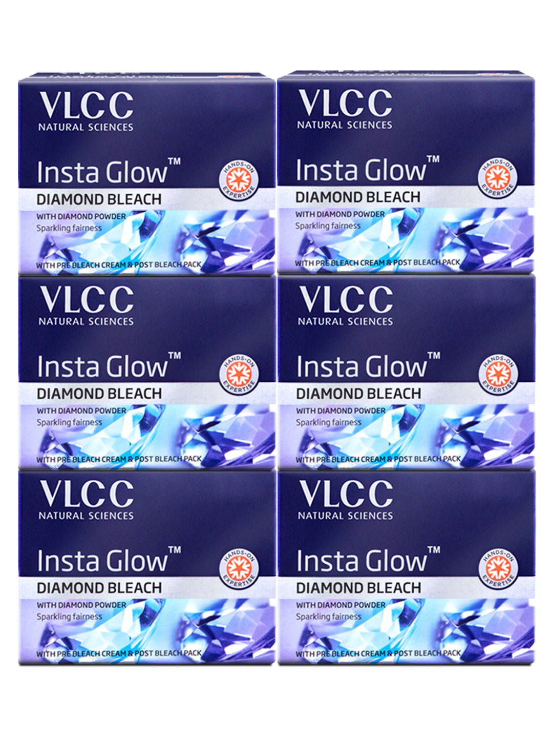 VLCC Set Of 6 Insta Glow Diamond Bleach With Diamond Powder - 30 g Each