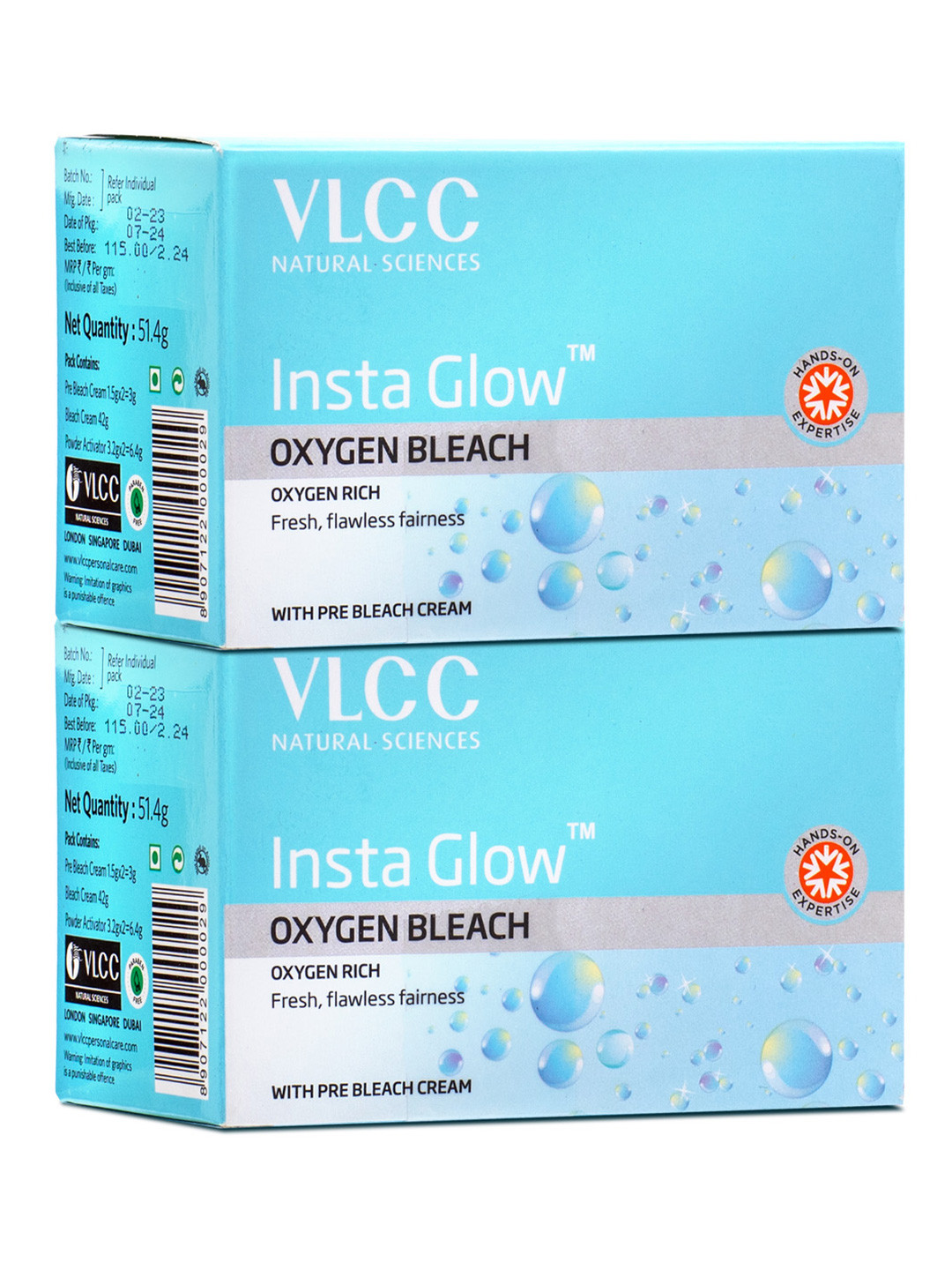 VLCC Set Of 2 Insta Glow Oxygen Bleach - 51 g Each