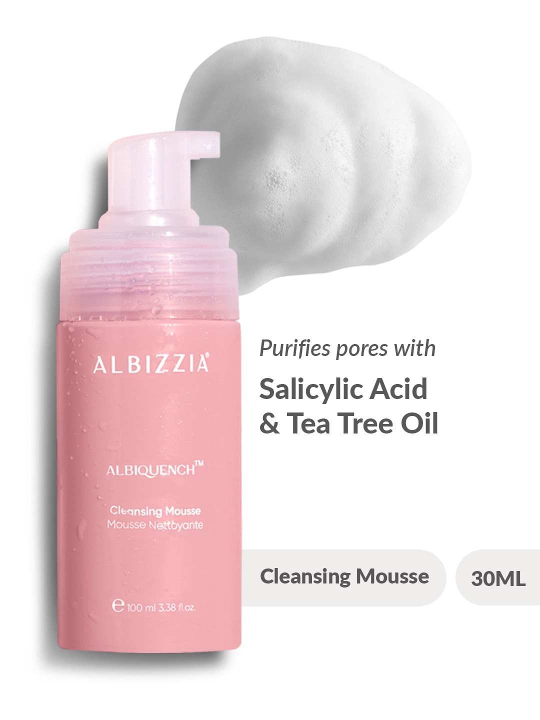 ALBIZZIA Albiquench 1% Salicylic Acid Cleansing Mousse Foaming Face Wash - 100 ml