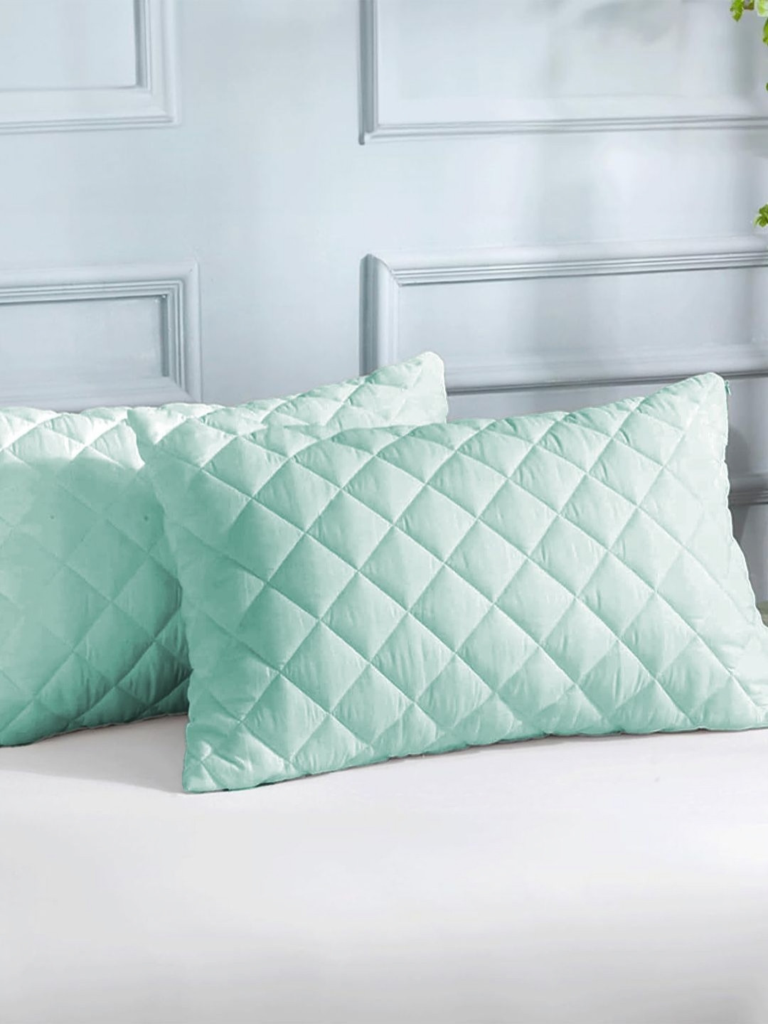 LINENWALAS Happy Sleeping Turquoise Blue 2 Pieces Abstract Pure Cotton Rectangle Pillow Covers