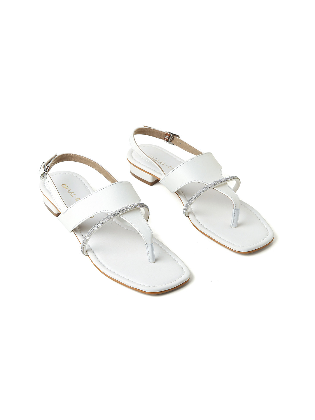CHAAL CHALAN Aria White Daimond Strap Flats